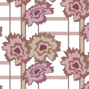 Floral Frenzy - Retro - Dusky Pink & Tan