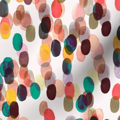 Bold Painterly - Tropical Dots watercolor Orange Green 