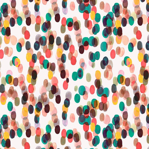 Bold Painterly - Tropical Dots watercolor Orange Green 