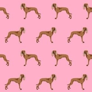 saluki fabric - dog breed simple design -pink