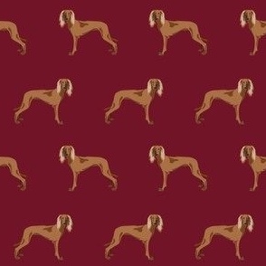 saluki fabric - dog breed simple design - burgundy
