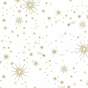 large hand-drawn gold stars on White, honey, vanilla Christmas star, jumbo, cosmos, astrology, space, astrological, home decor, gender neutral nursery