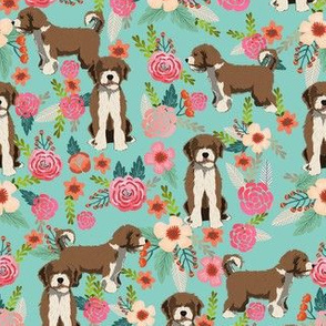 spanish water dog floral fabric - mint