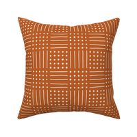 Mudcloth Love Brick Red Orange with beige white geometric lines and dots