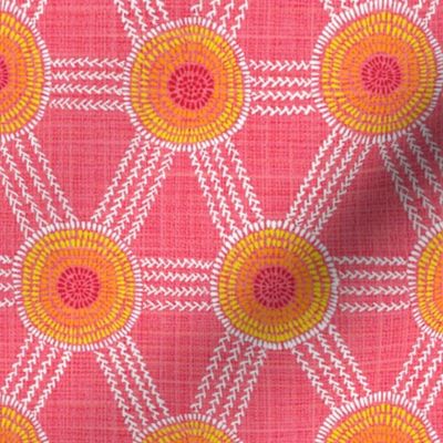 custom request No.1.- Stitched geometry on watermelon pink - small scale 7"