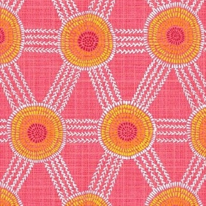 custom request No.1.- Stitched geometry on watermelon pink - small scale 7"