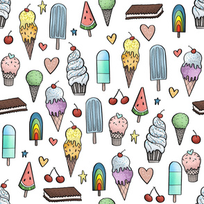 Ice Cream Treats - Large on White Background