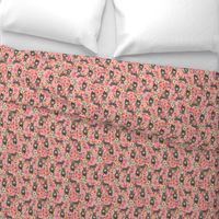 swedish vallhund fabric - dog floral design - pink
