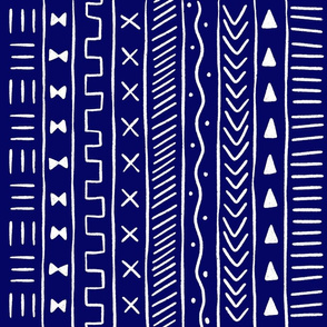 Mudcloth 18” cushion panel - blue