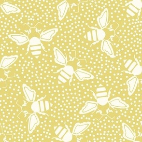 Gold Yellow White  Honeybees and  Polka Dots
