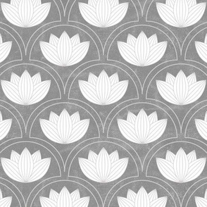 Water Lilies Art Deco-Gray