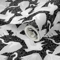 Herons Art Deco-Black White and Gray