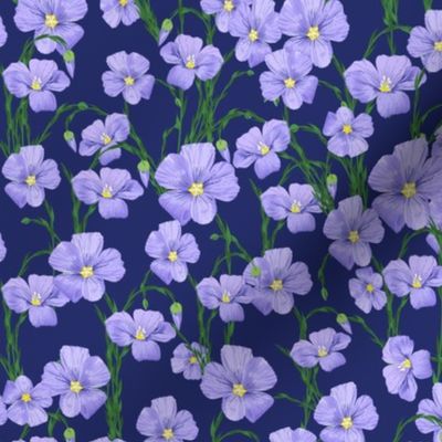 flax flowers fabric design