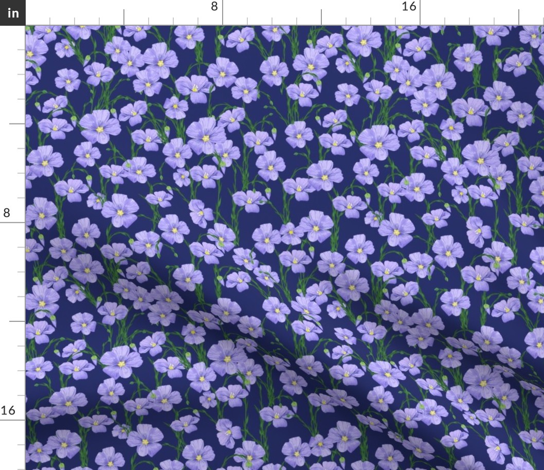 flax flowers fabric design