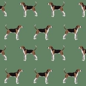 treeing walker coonhound fabric - dog simple design - green