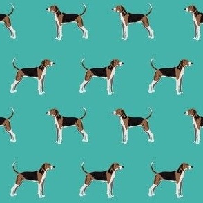 treeing walker coonhound fabric - dog simple design - turquoise