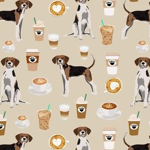 treeing walker coonhound coffee fabric - turquoise