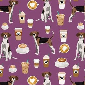 treeing walker coonhound coffee fabric - purple