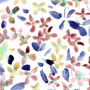 Burgund baby flowers - watercolor small florals for modern home decor bedding nursery