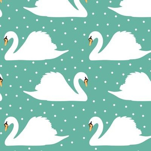 swan lake green polka dot