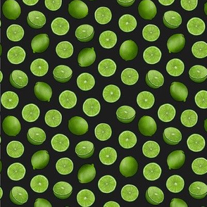 Green lime citrus slices on black