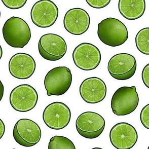 Ditsy Green Limes on White, Large