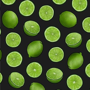 Ditsy Green Limes on Charcoal, Large