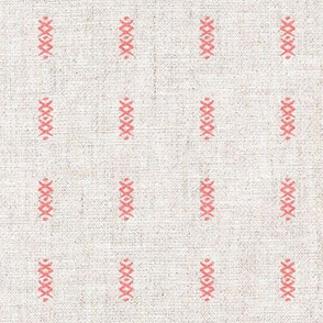 cross dash - mudcloth stripes - coral on natural - LAD20