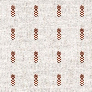 cross dash - mudcloth stripes - rust on natural - LAD20