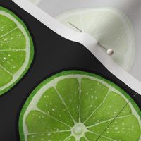 Green Lime Slices on Charcoal, XL