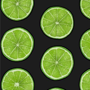 Green Lime Slices on Charcoal, XL