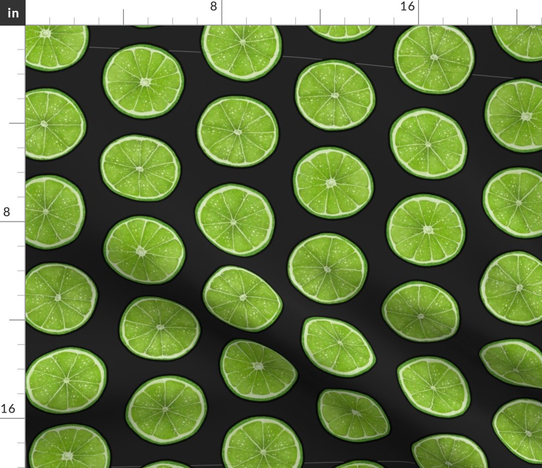 Green Lime Slices on Charcoal, XL