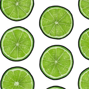 Green Lime Slices on White, XL