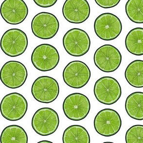 Green Lime Slices on White, Large