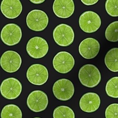 Green Lime Slices on Charcoal, Large