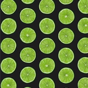 Green Lime Slices on Charcoal, Large