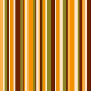 Retro 70s vertical stripes mix brown orange moss mid-century