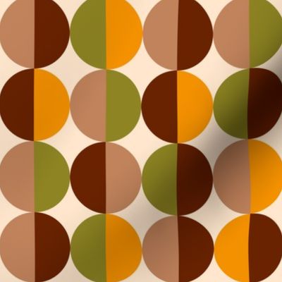 Mid-century Modern retro circles brown orange MCM Wallpaper