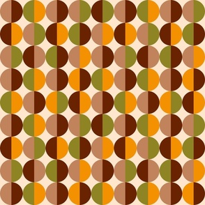 Mid-century Modern retro circles brown orange MCM Wallpaper