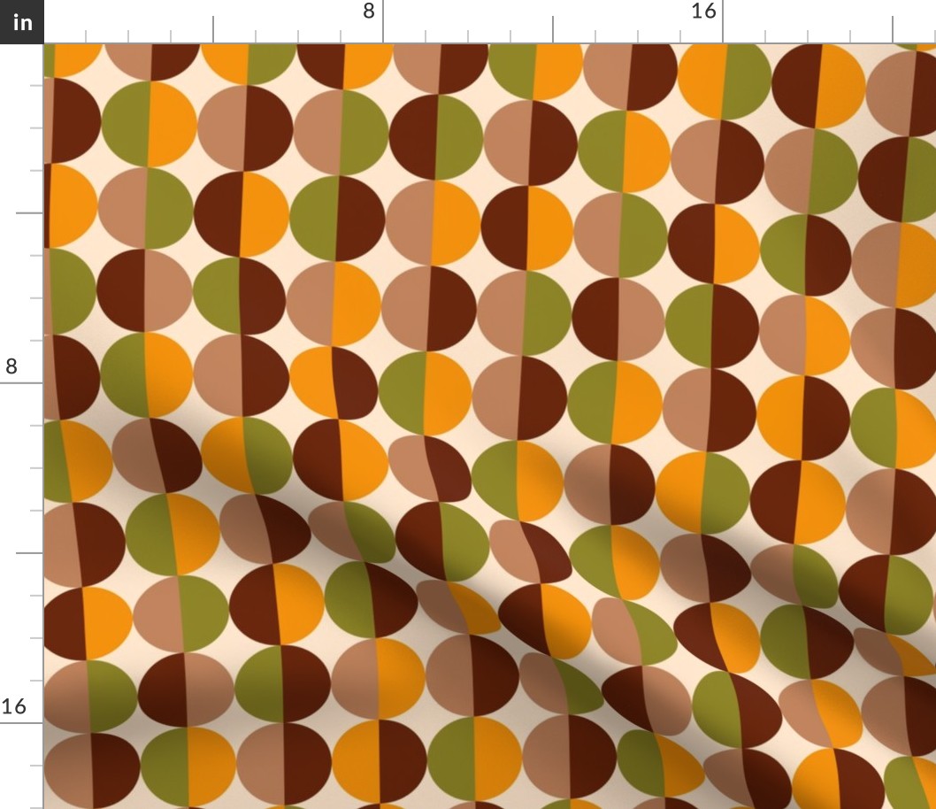 Mid-century Modern retro circles brown orange MCM Wallpaper