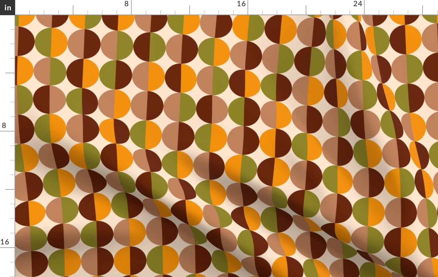 Mid-century Modern retro circles brown orange MCM Wallpaper