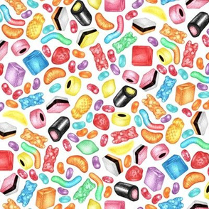 Rainbow Diet - a colorful assortment of hand-drawn candy on white