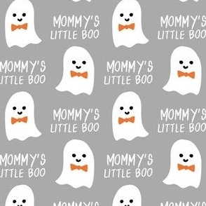 mommy's little boo halloween fabric - boy ghost -grey