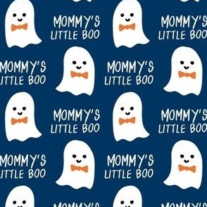 mommy's little boo halloween fabric - boy ghost - navy