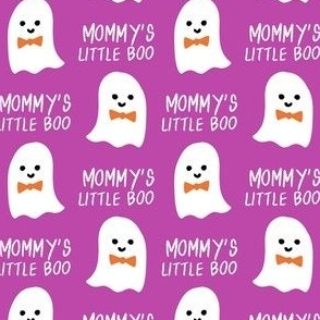 mommy's little boo halloween fabric - boy ghost - purple