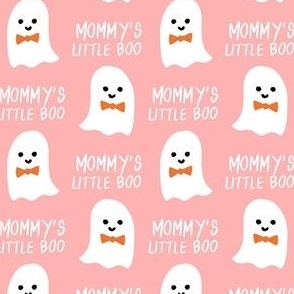mommy's little boo halloween fabric - boy ghost -pink