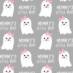 mommy's little boo halloween fabric - girl ghost -grey