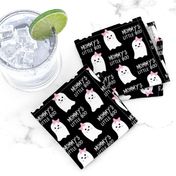 mommy's little boo halloween fabric - girl ghost - black and pink