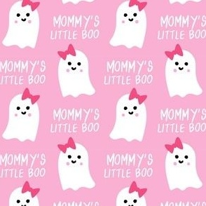 mommy's little boo halloween fabric - girl ghost -pink