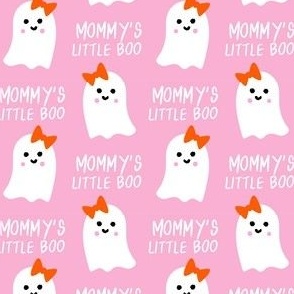 mommy's little boo halloween fabric - girl ghost - pink